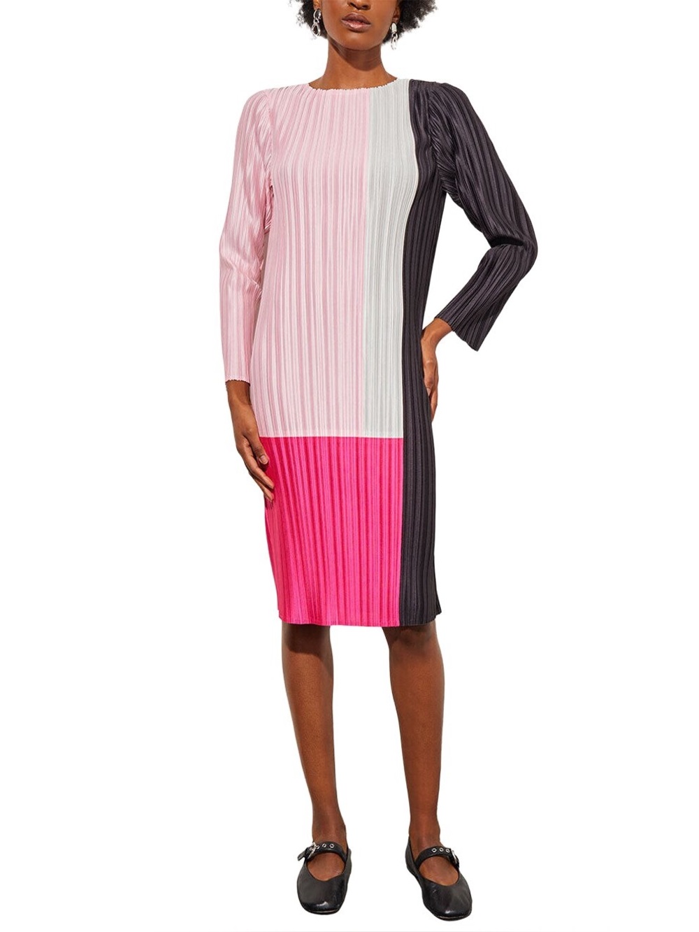 Ming Wang NWT Fine Pleat Crepe de Chine Dress Sz Small